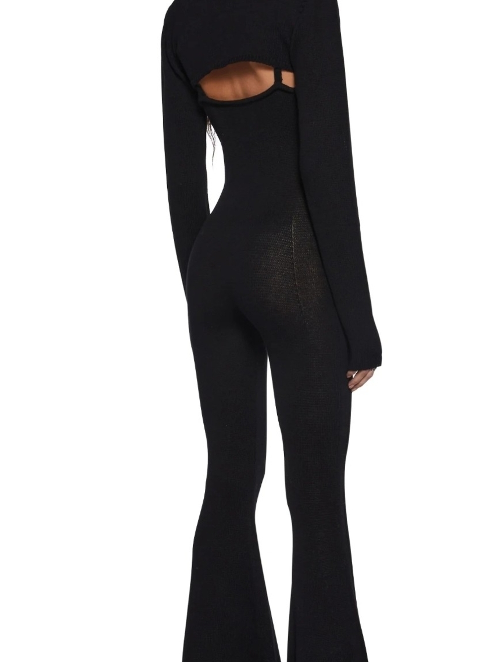 KillstarXS Black Lace-Inset Flared Knit Jumpsuit - Picture 3 of 4